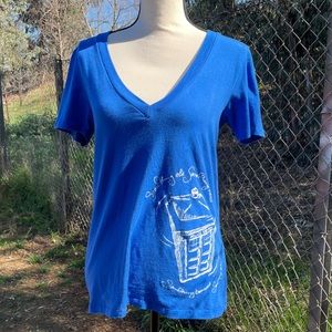 Doctor Who TARDIS V Neck Tee Sz L Juniors
